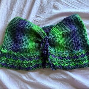 Green and Purple Crochet Tube Top